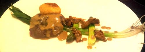 Rose veal, asparagus, chanterelles, wild garlic, fondant potato, porcini sauce
